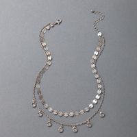 2021 Korean Version Of The New Jewelry Silver Disc Multi-layer Necklace Rhinestone, Double-layer Necklace main image 6