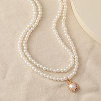New Creative Cute Fashion Jewelry Necklace Pearl Double Pendant Necklace main image 3