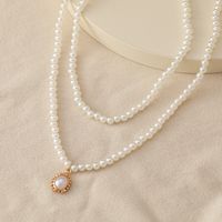 New Creative Cute Fashion Jewelry Necklace Pearl Double Pendant Necklace main image 4