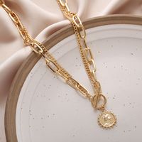 Simple Clavicle Chain Necklace Jewelry Human Head Pendant Necklace main image 5