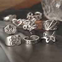 Cross-border New Creative Simple Fashion Temperament Jewelry Solitaire Gossip Butterfly Ring 9 Sets main image 5
