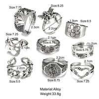 Cross-border New Creative Simple Fashion Temperament Jewelry Solitaire Gossip Butterfly Ring 9 Sets main image 6