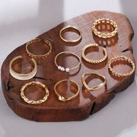 New Creative Simple Jewelry Pearl Drop Oil Ring 10-piece Set main image 3