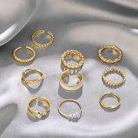 New Creative Simple Jewelry Pearl Drop Oil Ring 10-piece Set main image 4