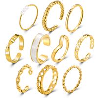 New Creative Simple Jewelry Pearl Drop Oil Ring 10-piece Set main image 6