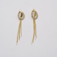 S925 Silver Needle Earrings Long Tassel Inlaid Rhinestone Knot Personality Exaggerated Temperament Earrings main image 1