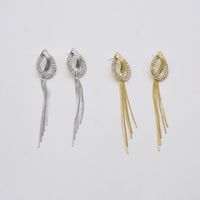 S925 Silver Needle Earrings Long Tassel Inlaid Rhinestone Knot Personality Exaggerated Temperament Earrings main image 3