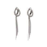 S925 Silver Needle Earrings Long Tassel Inlaid Rhinestone Knot Personality Exaggerated Temperament Earrings main image 6