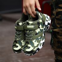 Autumn New Children's Leather Camouflage Sneakers Student Military Training Running Shoes Boys And Girls Shoes main image 1