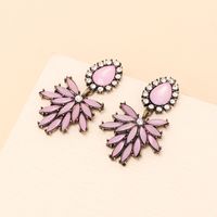 Fashion Acrylic Rhinestone Earrings Cross-border Cold Wind Design Temperament Pink Leaf Earrings main image 3