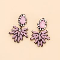 Fashion Acrylic Rhinestone Earrings Cross-border Cold Wind Design Temperament Pink Leaf Earrings main image 4