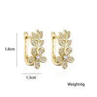 Aogu Europe And America Cross Border Hot Sale New Product Copper Plating 18k Gold Micro Inlaid Zircon Leaf-shaped Earring Female Ins Internet Celebrity Same Style main image 5