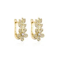 Aogu Europe And America Cross Border Hot Sale New Product Copper Plating 18k Gold Micro Inlaid Zircon Leaf-shaped Earring Female Ins Internet Celebrity Same Style main image 6