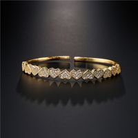Fashion Heart Open Bracelet Copper 18k Gold-plated Jewelry Female main image 1
