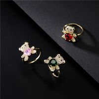 Aogu Cross-border Supply Hot Sale In Europe And America Love Bear Ring Opening Design Adjustable Ornament main image 1