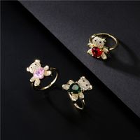 Aogu Cross-border Supply Hot Sale In Europe And America Love Bear Ring Opening Design Adjustable Ornament main image 2