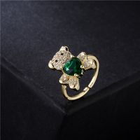 Aogu Cross-border Supply Hot Sale In Europe And America Love Bear Ring Opening Design Adjustable Ornament main image 4