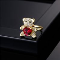 Aogu Cross-border Supply Hot Sale In Europe And America Love Bear Ring Opening Design Adjustable Ornament main image 5