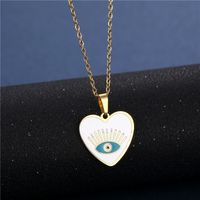 Europe And America Cross Border New Devil's Eye Necklace And Earring Suit Stainless Steel Trendy Drop Oil Pendant Clavicle Chain For Women main image 4