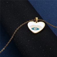Europe And America Cross Border New Devil's Eye Necklace And Earring Suit Stainless Steel Trendy Drop Oil Pendant Clavicle Chain For Women main image 5