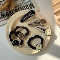 New Autumn And Winter Alloy Paint Dripping Oil Smiley Ponytail Hair Rope Side Clip Hair Accessories main image 3
