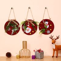 Christmas Ornaments Wreath Wood Pendant Applique Wooden Doorplate Door Hanging Christmas Pendant Wreath main image 3