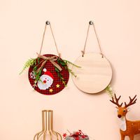 Christmas Ornaments Wreath Wood Pendant Applique Wooden Doorplate Door Hanging Christmas Pendant Wreath main image 5