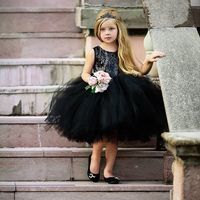 Factory Direct Sales  New Children's Round Neck Sleeveless Dress Girl's Black Solid Color Pettiskirt Princess Dress main image 4