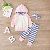 Spring And Autumn Fashion Long-sleeved Sweater Suit Striped Hooded Top And Trousers Two-piece Children's Clothing main image 1
