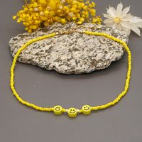 Mode Einfache Böhmische Kleine Schmuck Gelb Beige Perlen Gelbe Smiley Halskette main image 2
