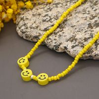 Fashion Simple Bohemian Small Jewelry Yellow Beige Beads Yellow Smiley Face Necklace main image 4