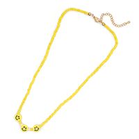 Mode Einfache Böhmische Kleine Schmuck Gelb Beige Perlen Gelbe Smiley Halskette main image 6