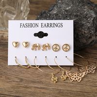Retro Personality Alloy Snake Butterfly Earrings 6-piece Set main image 3