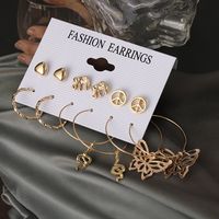 Retro Personality Alloy Snake Butterfly Earrings 6-piece Set main image 5