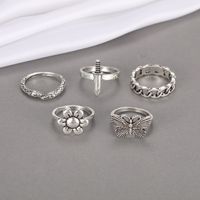 2021 New Retro Creative Simple Jewelry Dark Atmosphere Butterfly Dagger Snake Ring 5-piece Set main image 3