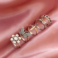 2021 New Retro Creative Simple Jewelry Dark Atmosphere Butterfly Dagger Snake Ring 5-piece Set main image 4