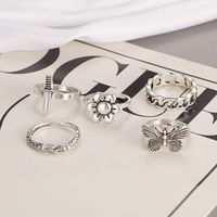 2021 New Retro Creative Simple Jewelry Dark Atmosphere Butterfly Dagger Snake Ring 5-piece Set main image 5