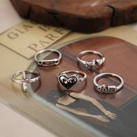 2021 New Creative Simple Retro Jewelry Heart Paper Clip Love Sword Ring 5-piece Set main image 2