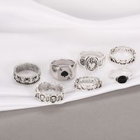 Creative Fashion Temperament Jewelry Simple Atmosphere Dark Retro Spades Love Ring 7-piece Set main image 4