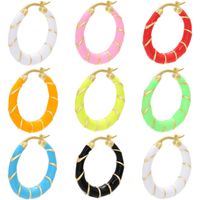 Foreign Trade Oil Drop Big Earrings Color Drop Oil Golden Spiral Pattern Copper Ear Ring Cross-border Jewelry main image 1