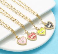 Korean Version Of The Oil Drop Love Necklace Micro-inlaid Zircon Peach Heart Eye Necklace main image 1