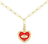 Korean Version Of The Oil Drop Love Necklace Micro-inlaid Zircon Peach Heart Eye Necklace main image 3