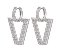 Foreign Trade Micro-inlaid Full Zircon Earrings Inverted Triangle V-shaped Trend Earrings Cross-border Accessories main image 6