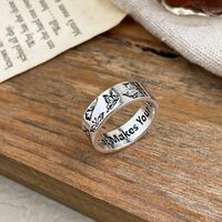 Cross-border Vintage Carved Butterfly Ring Creative Personality Single Ring Index Finger Ring Shine Knuckle Ring main image 3