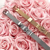 Wholesale Real Gold Plating Stainless Steel Strap Simple Couple Letter Love Bracelet main image 3