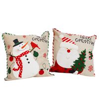Snowman Hugging Pillowcase Christmas Pillow Linen Sofa Pillow Case Car Cushion Cover Wholesale main image 1