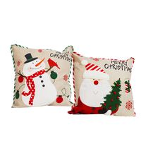 Snowman Hugging Pillowcase Christmas Pillow Linen Sofa Pillow Case Car Cushion Cover Wholesale main image 4