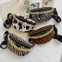 Acrylic Thick Chain Ladies Waist Bag 2021 New Cross-border New Leopard Temperament Chest Bag main image 1