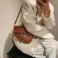 Fashion Casual Twist Small Saddle Bag New Wide Shoulder Strap Commuter Single Shoulder Messenger Bag sku image 3