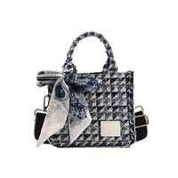 Women's All Seasons Canvas Lattice Streetwear Bowknot Square Zipper Handbag sku image 1